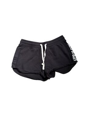 Life is good black fleece lined sweat-shorts